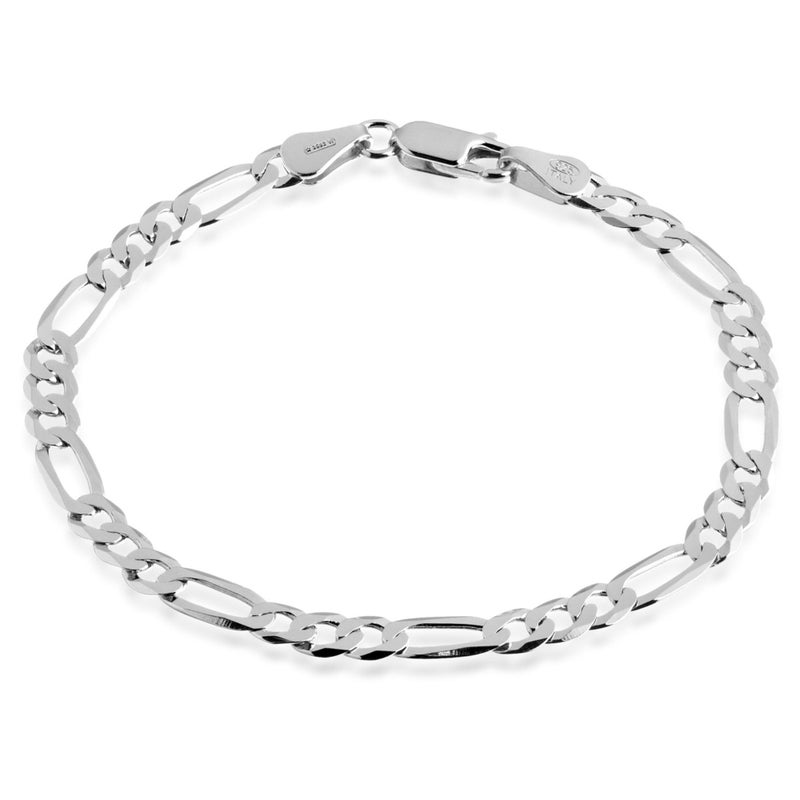 QUADRI Figaro Link Chain in 925 Sterling Silver, Italian 5mm Bracelet for Men Women, 7 to 8.5 Inch, Made in Italy, Gift Box Included - Image 1